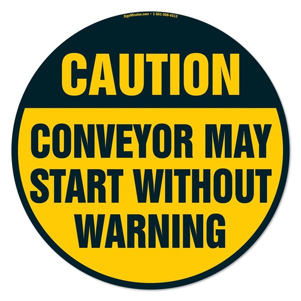 Conveyor May Start w/o Warning 16in Non-Slip Floor Marker, 12PK, 16 in L, 16 in H, 2-C-16-12PK-99956
